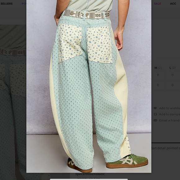 POL “ Detroit “ POL Relaxed Fit Textured Twill Pants in Sage SR15 - Picture 3 of 5